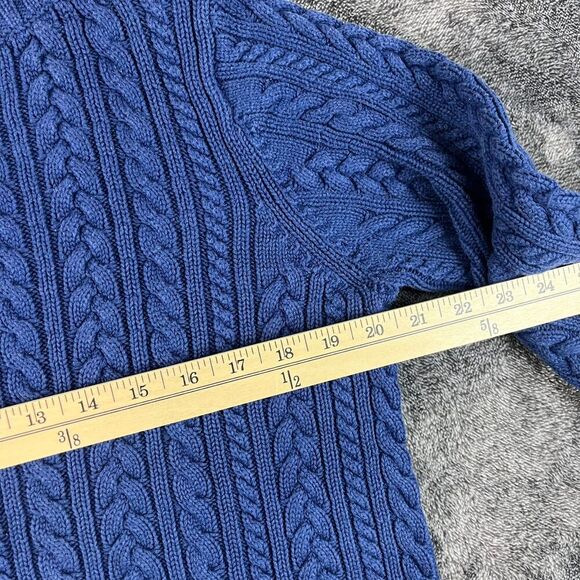 Lauren Ralph Lauren Cable Knit Fisherman Sweater Crewneck Navy Blue M Petite* - Picture 5 of 10